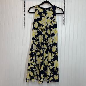 Lauren Ralph Lauren Black & Yellow Floral Sleeveless Mini Swing Dress Size 4